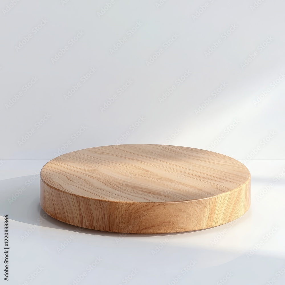 Wooden stand for product presentation. 3d render. White background. Wooden stand for product presentation. 3d render. White background.