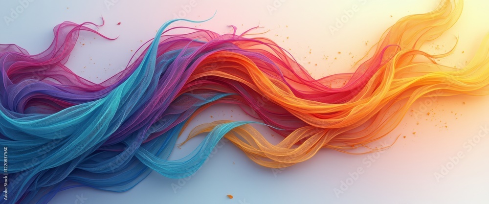 A stunning display of flowing strands in vivid hues of blue, pink, orange, and yellow creates a mesmerizing visual experience. This dynamic composition evokes a sense of movement and energy, inviting A stunning display of flowing strands in vivid hues of blue, pink, orange, and yellow creates a mesmerizing visual experience. This dynamic composition evokes a sense of movement and energy, inviting