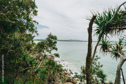 View towards Noosa main beach from Noosa National park, Noosa, QLD Australia photo