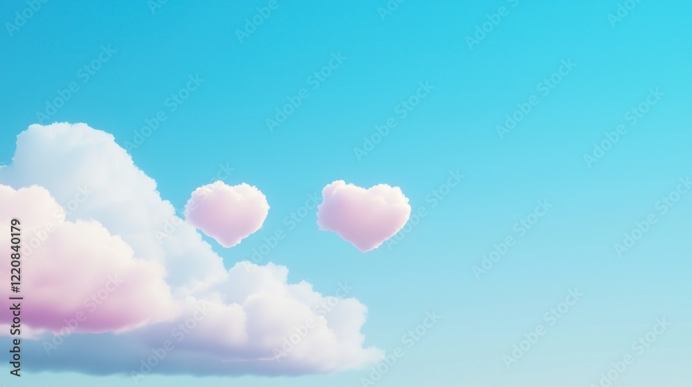 Pastel Heart Clouds in a Blue Sky Pastel Heart Clouds in a Blue Sky