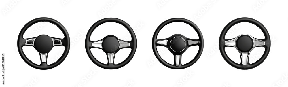 Collection of modern car steering wheels Collection of modern car steering wheels