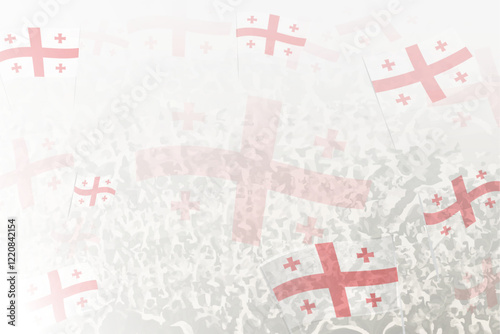 Celebratory Crowd with Georgia Flags Background