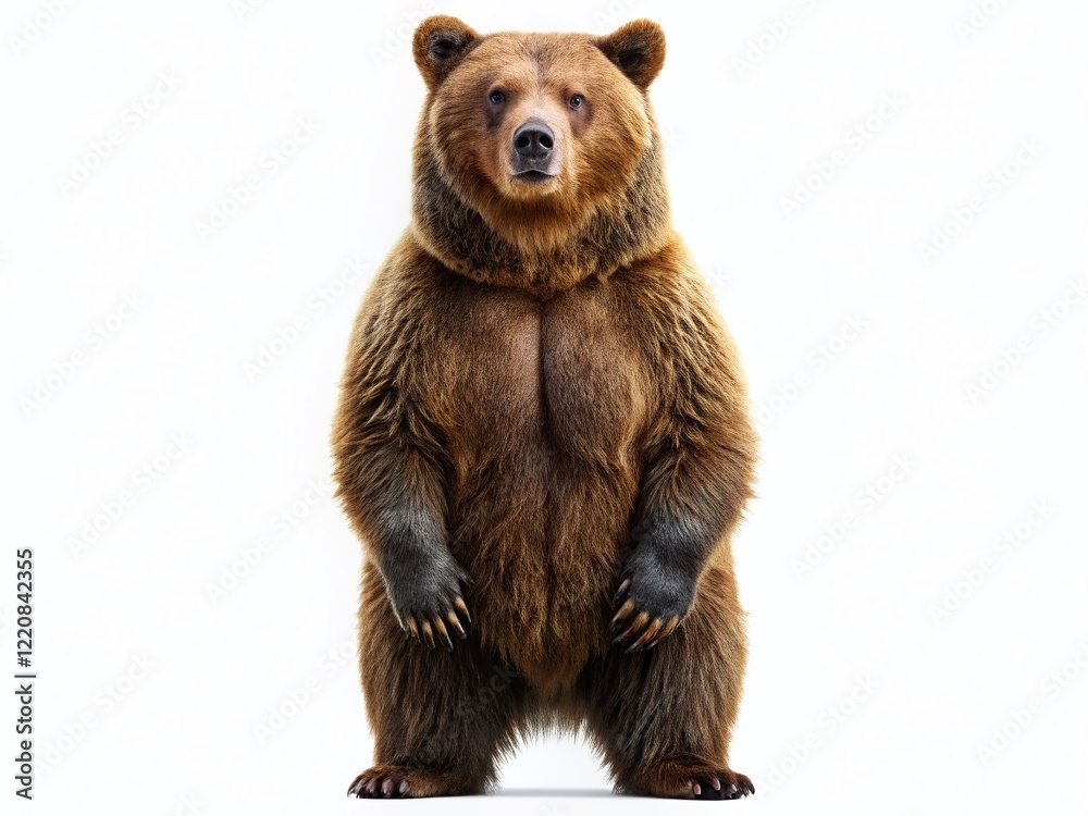 Fototapeta premium Majestic Standing Bear, Isolated on White Background - Wildlife Stock Photo