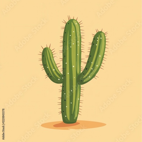 Cactus standing tall in desert setting with warm background during bright daylight photo