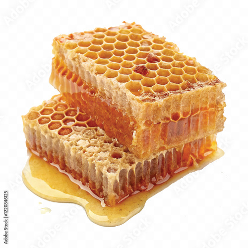 realistic 3d honey comb or beeswax isolated on white backgrund

