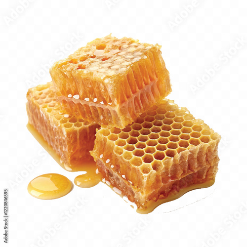 realistic 3d honey comb or beeswax isolated on white backgrund

