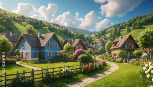 Wallpaper Mural village in the mountains Torontodigital.ca