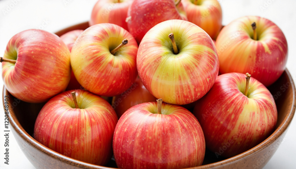 Fresh apples piled in a ceramic bowl, healthy lifestyle concept Fresh apples piled in a ceramic bowl, healthy lifestyle concept