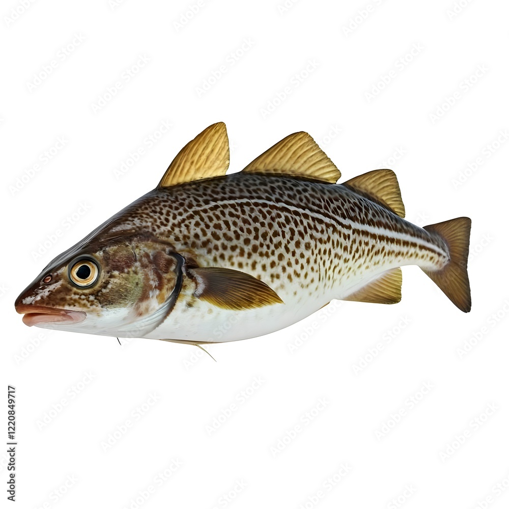 Cod  fish image on white background.Ai generated