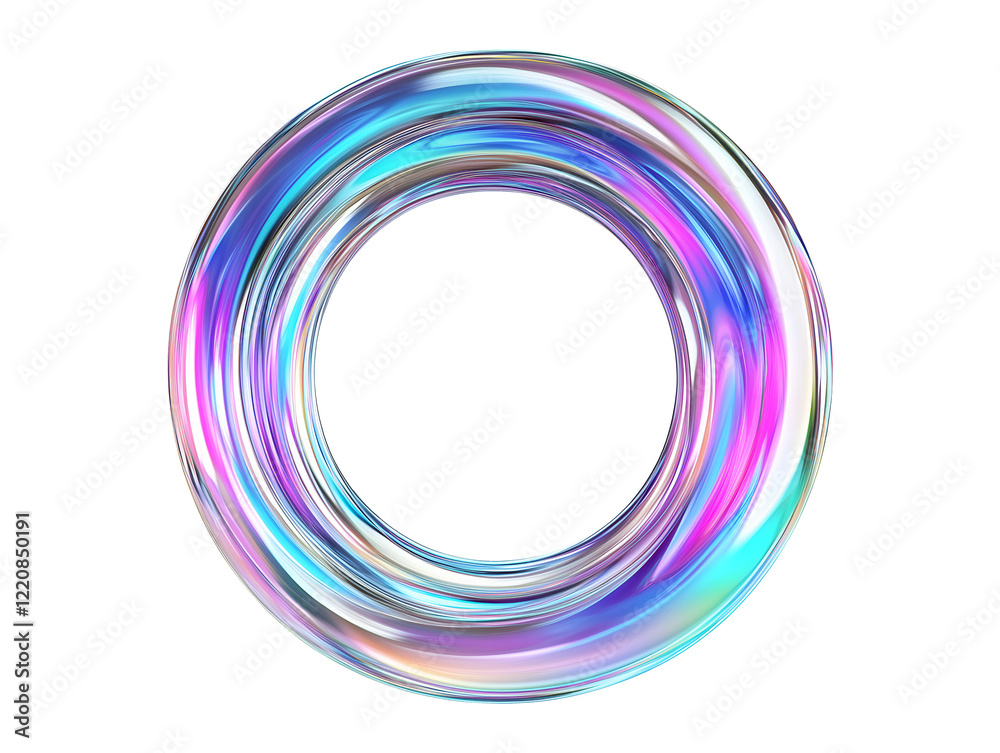 Holographic circular loop design isolated on transparent or white background, png Holographic circular loop design isolated on transparent or white background, png
