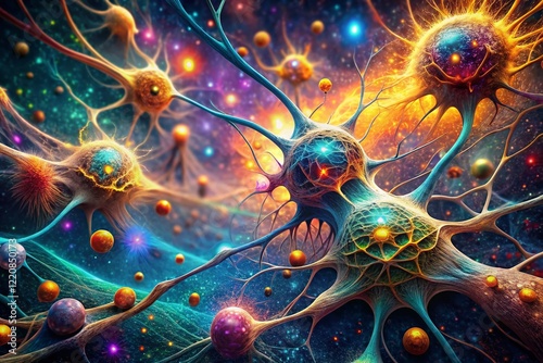 Microscopic Nerve Cells: Biotechnology & Universe's Intricate Design - High-Resolution Stock Photo photo