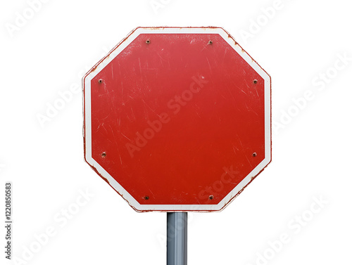 Blank red stop sign isolated on transparent or white background, png