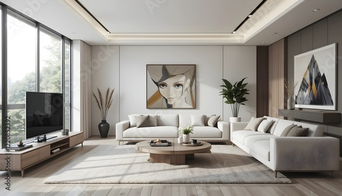 Modern Living Rooms: Sleek, minimalist setups with neutral colors and clean lines. 