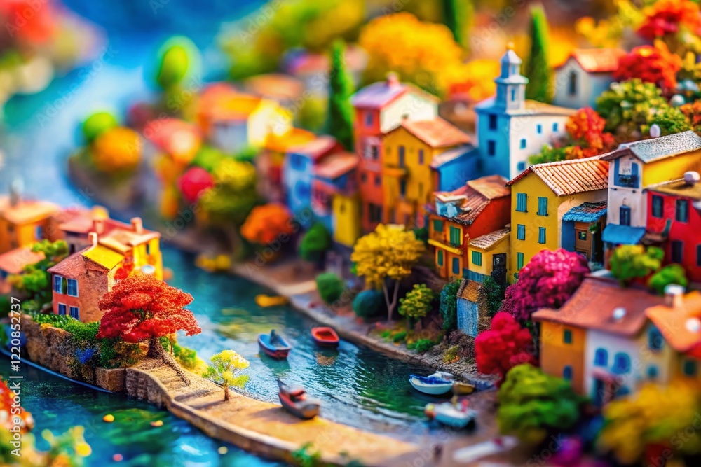 Fototapeta premium Miniature Colorful Brush Stroke Artistic Background, Tilt-Shift Photography