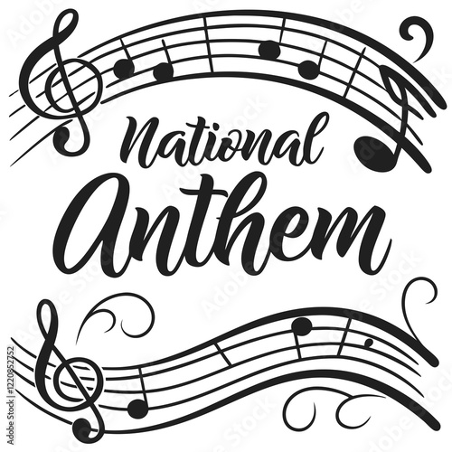 NATIONAL ANTHEM DAY silhouette vector illustration