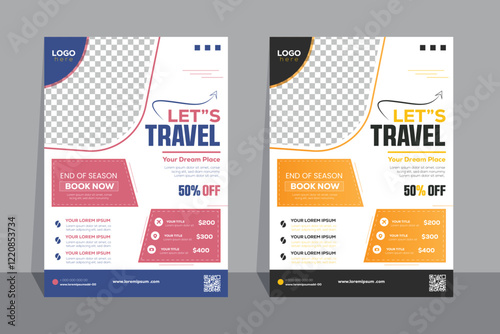 Travel Flyer or Poster Template design layout, Travel agency flyer vector posters for business.	