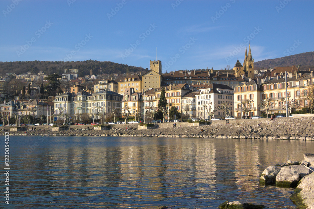 Fototapeta premium quay of Neuchatel, Switzerland