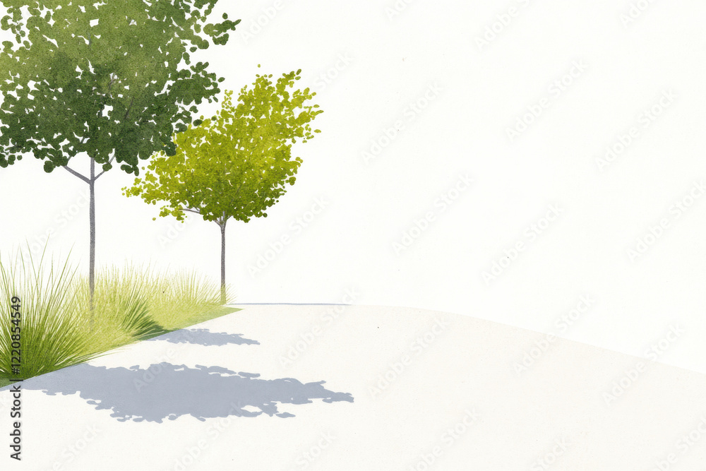 Obraz premium A drawing of two trees with a white background