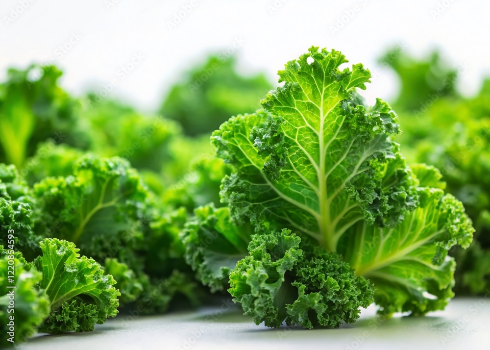 Miniature Kale Leaves on White Background - Tilt-Shift Photography Miniature Kale Leaves on White Background - Tilt-Shift Photography