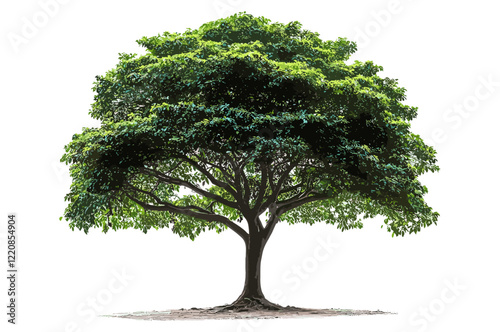 Vector illustration of tropical tree, Rain tree isolated on white background, tropical nature design, exotic plant, greenery vector, isolated tropical tree illustration, lush tree artwork.