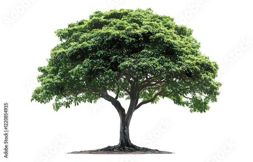 Tropical Rain Tree isolated on white background, vector illustration of tropical tree, nature tree isolated, exotic plant graphic, lush greenery, forest tree design, tropical foliage.
