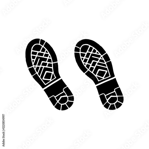 Pair of grunge shoe print icon silhouette vector illustration design on white background.