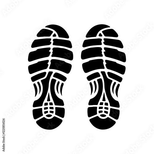 Pair of running shoe prints icon silhouette vector illustration design on white background.