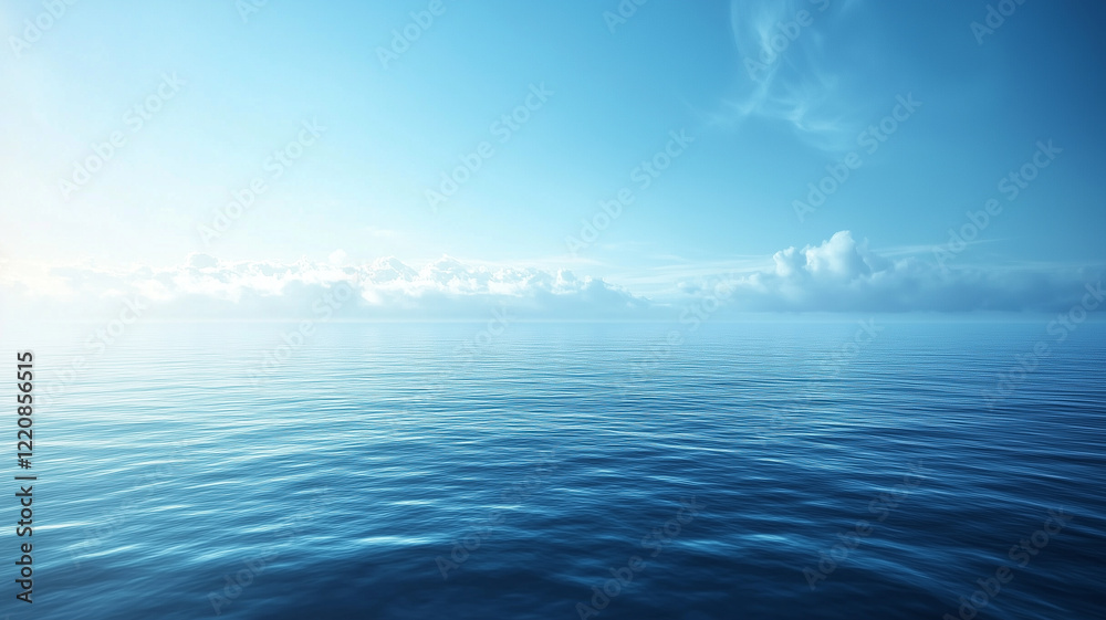 Obraz premium Serene Ocean Landscape Under a Bright Blue Sky