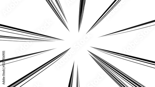 黒色　細い放射線　衝撃　飛び出し