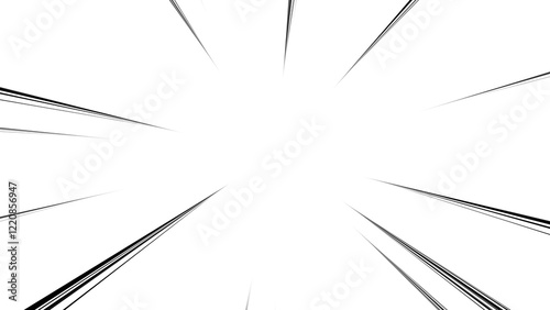 黒色　細い放射線　衝撃　飛び出し
