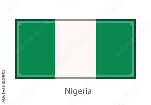 Vector illustration of the Nigeria flag in pixel art or mosaic style on white background. Collection of flags of the countries of the world.