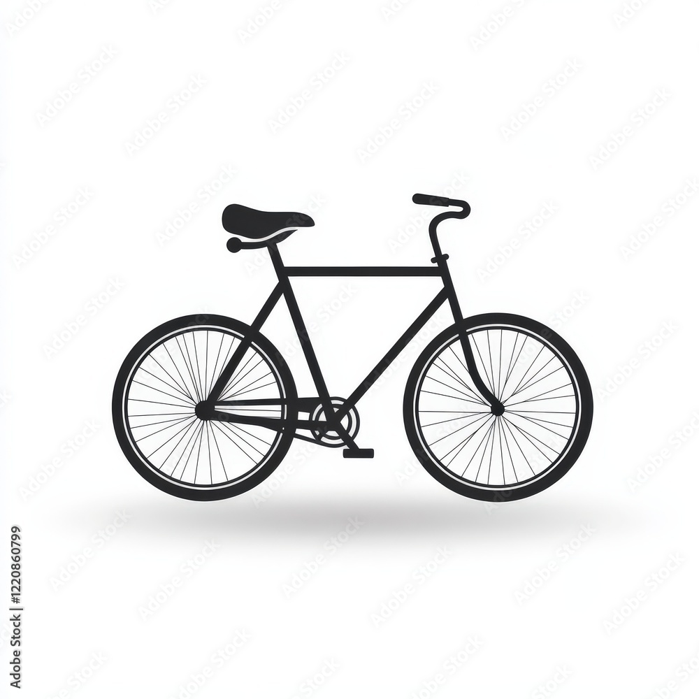 A black and white bicycle silhouette on a white background A black and white bicycle silhouette on a white background