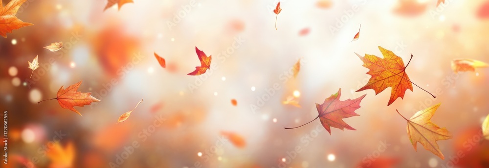 Colorful autumn leaves are gracefully falling in a lovely park Colorful autumn leaves are gracefully falling in a lovely park