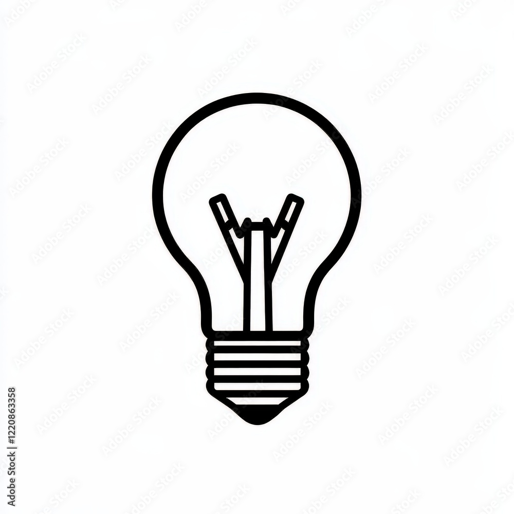A black and white drawing of a light bulb on a white background A black and white drawing of a light bulb on a white background