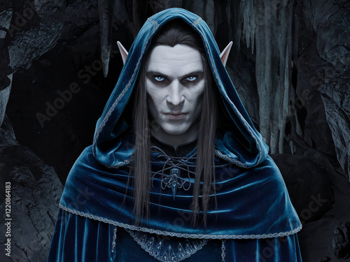 portrait of a dark elf in a hood