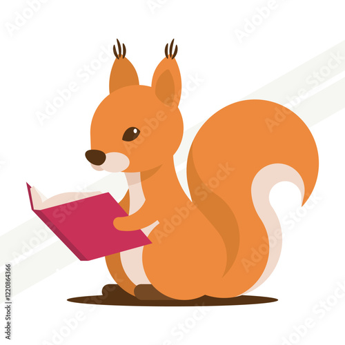 Squirrel reading a book