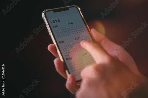 Wallpaper Mural Concept for financial planning and reminder for 2026. man using smartphone working with calendar 2026, business planning marketing and investment Torontodigital.ca