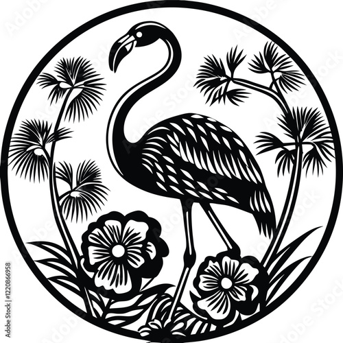 silhouette american flamingo bird isolate white background..eps