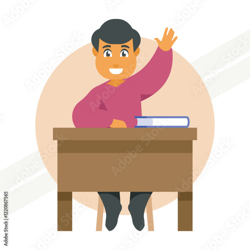 Student raising his hand