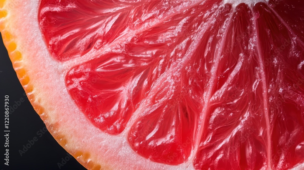 An intricate close-up of a sliced grapefruit showcasing its glistening segments and juicy textures, inviting viewers to savor its refreshing essence and vibrant color. An intricate close-up of a sliced grapefruit showcasing its glistening segments and juicy textures, inviting viewers to savor its refreshing essence and vibrant color.