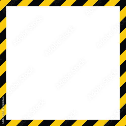 Blank template with a cautionary yellow and black striped border.