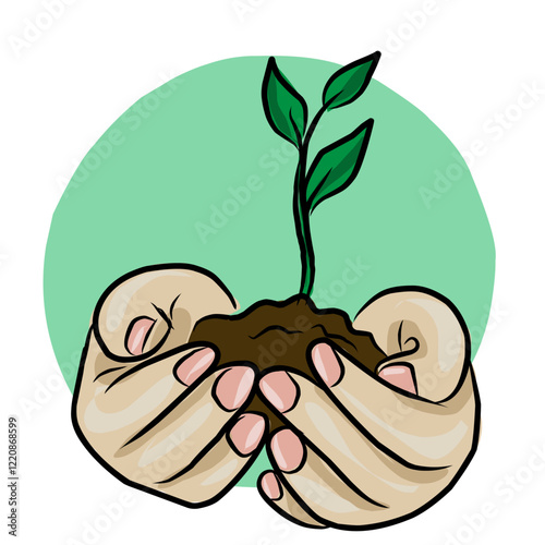 Hand with seed plant 