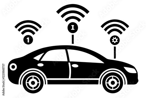 connected vehicles an autonomous car silhouette vector