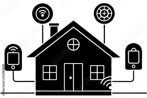 smart home automation silhouette vector illustration