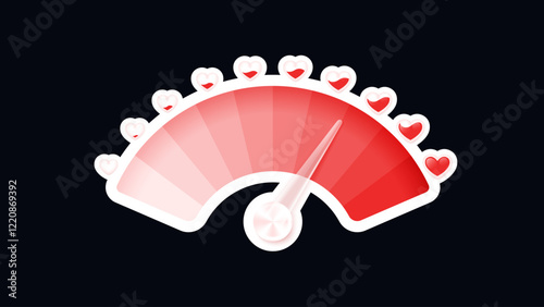 Love meter. Heart symbol isolated. Loading indicator. Progress bar. Vector eps10 illustration. Valentine's day concept. Romance measuring scale. 3d. UI element design. Flat. Relationship satisfaction.