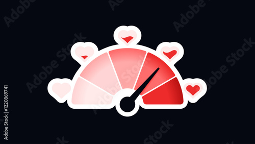 Love meter. Heart symbol isolated. Loading indicator. Progress bar. Vector eps10 illustration. Valentine's day concept. Romance measuring scale. 3d. UI element design. Flat. Relationship satisfaction.