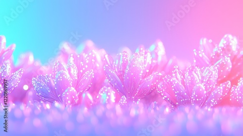 Magical blooming flowers nature abstract colorful background dreamy environment close-up fantasy concept
