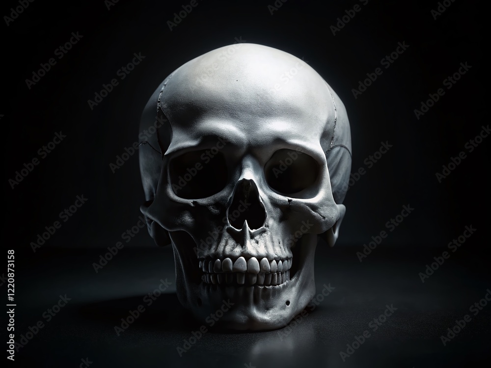 Fototapeta premium Minimalist Skull: Clean Lines, Dark Background, Abstract Head