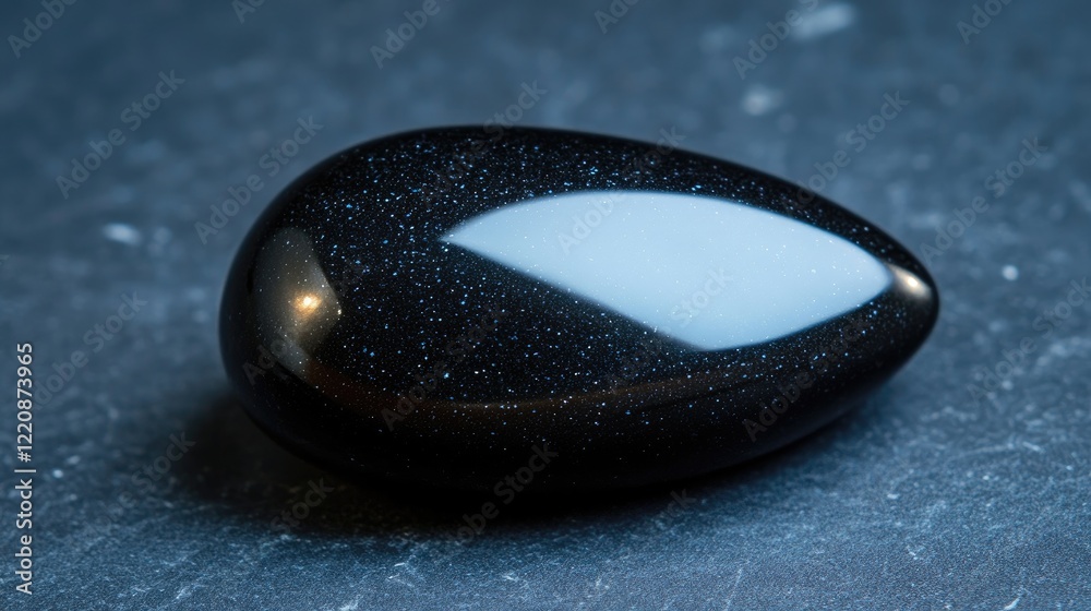 A polished obsidian stone on a jet-black background, with subtle shine and depth. A polished obsidian stone on a jet-black background, with subtle shine and depth.