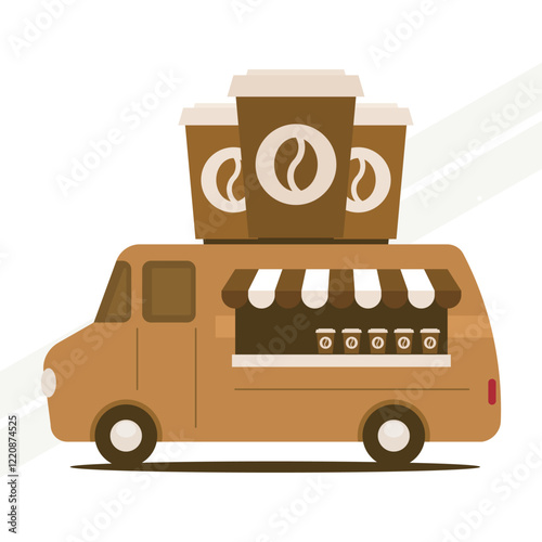 Van serving coffee illustration